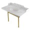 Kingston Brass 36 Carrara Marble Console Sink with Stainless Steel Legs, Marble WhiteBrushed Brass LMS36M87ST - alternate 1